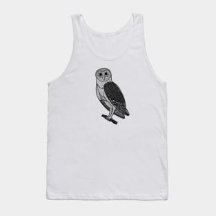 Barn Owl - hand drawn nocturnal bird design Tank Top